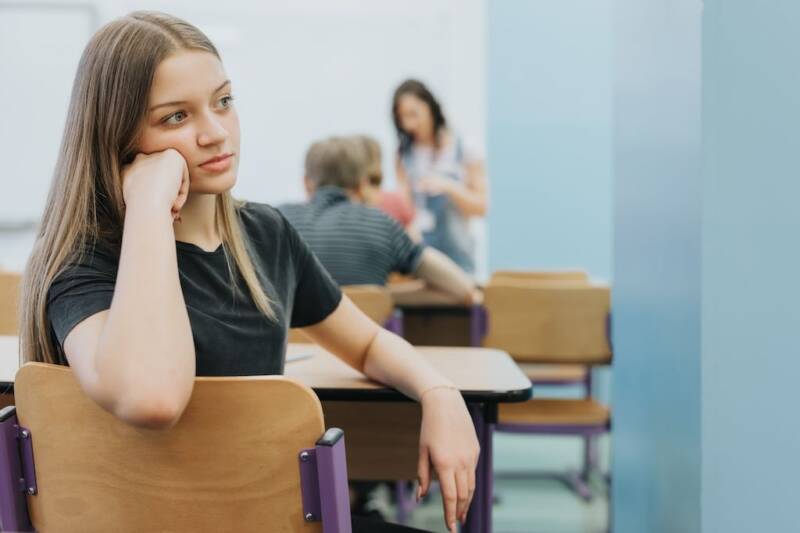 teenage girl in classroom